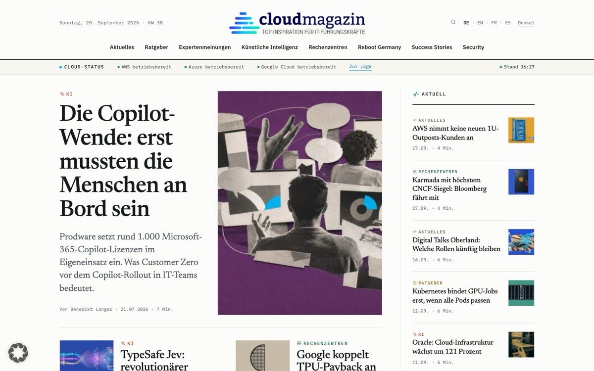 Startseite von cloudmagazin